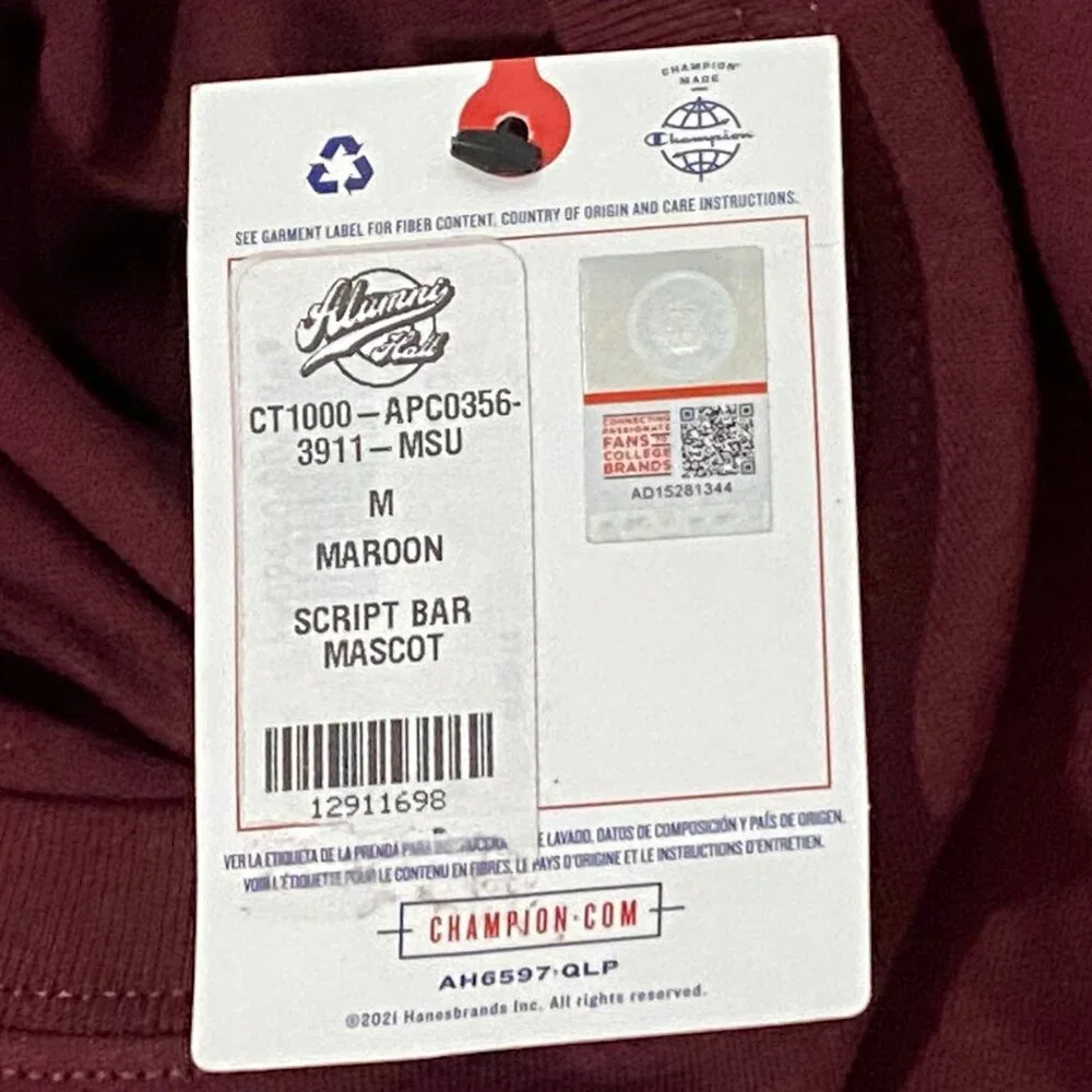Champion Mississippi State Mens T-Shirt M Maroon Red College Sports Student Fan - Picture 6 of 6